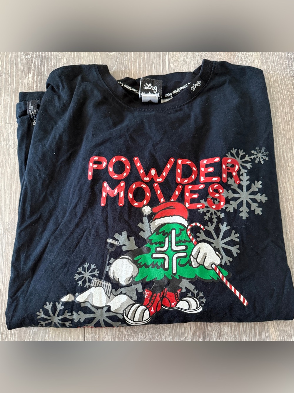 LRG Powder Moves Christmas Long Sleeve Shirt Black Graphic Holiday Tee